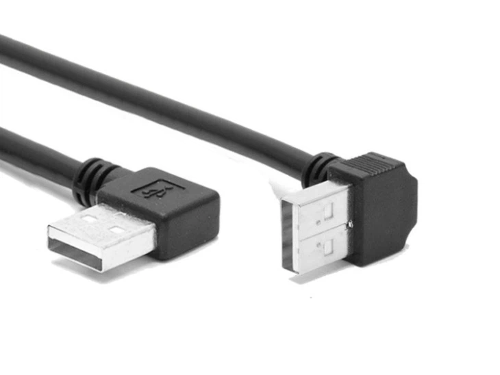 Black lewy kąt USB2.0 męski na górę kąt USB kabla mężczyzna